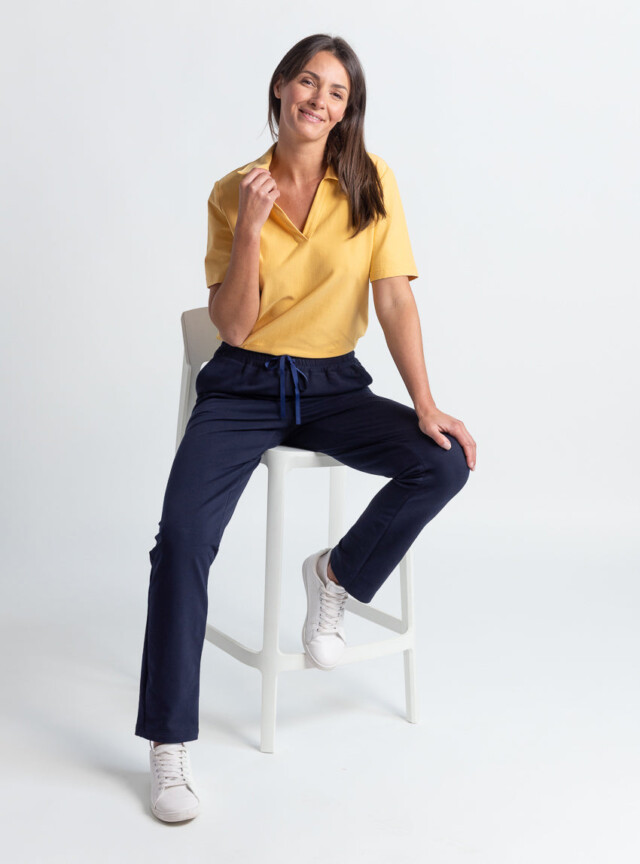 MAISON SOLFIN - Pantalon femme molleton coton bleu foncé