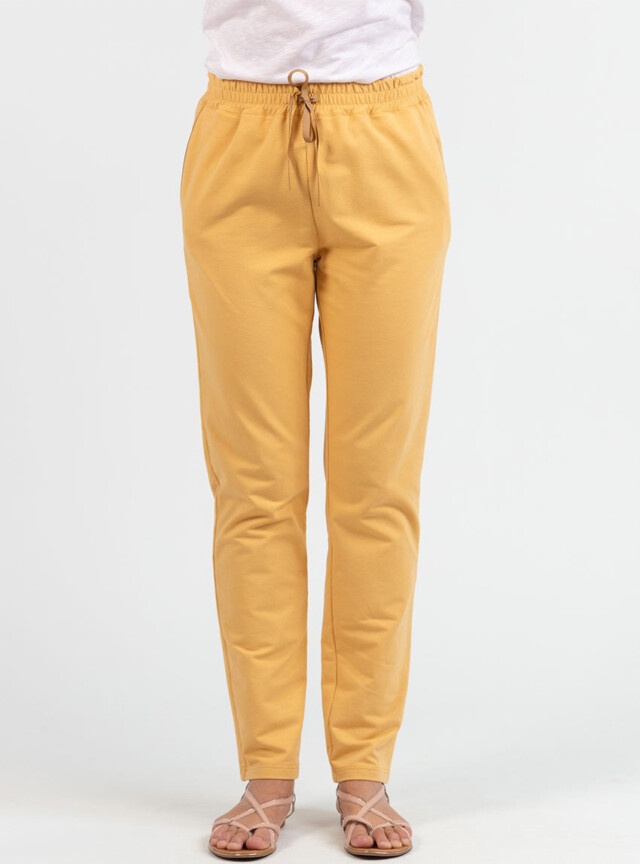 Maison Solfin - Pantalon femme molleton coton jaune miel – 52
