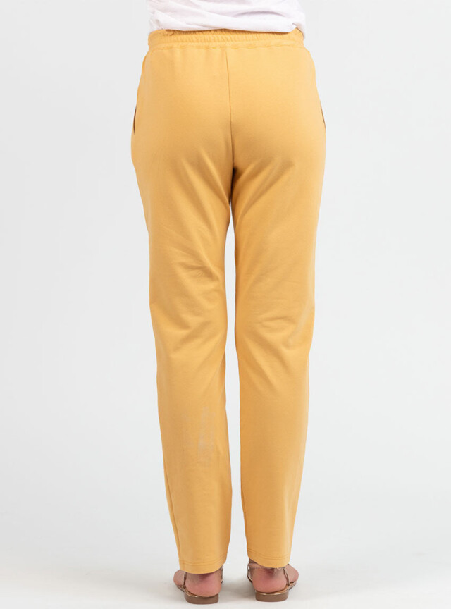Maison Solfin - Pantalon femme molleton coton jaune miel – 52