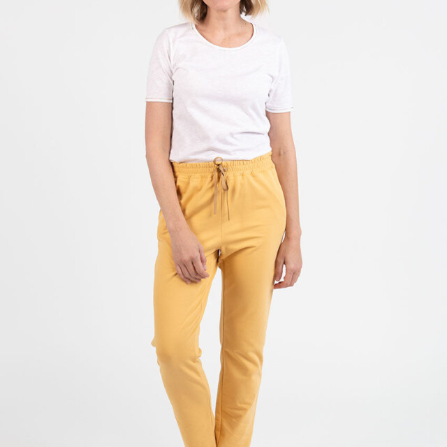Maison Solfin - Pantalon femme molleton coton jaune miel – 52