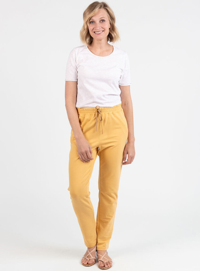 Maison Solfin - Pantalon femme molleton coton jaune miel – 52