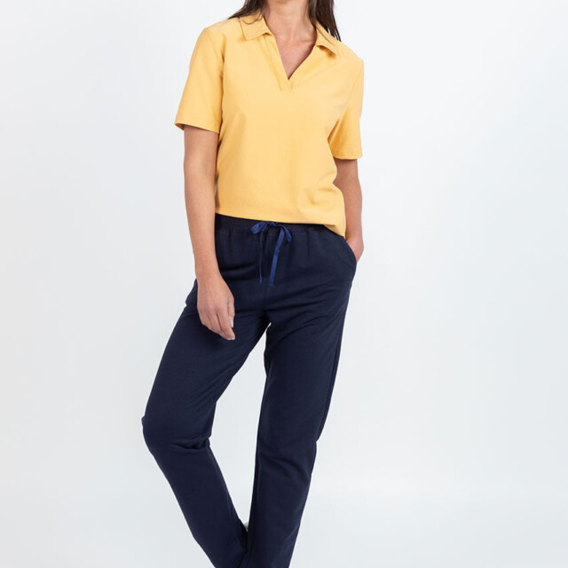 Maison-solfin - Pantalon femme molleton coton bleu marine – 52
