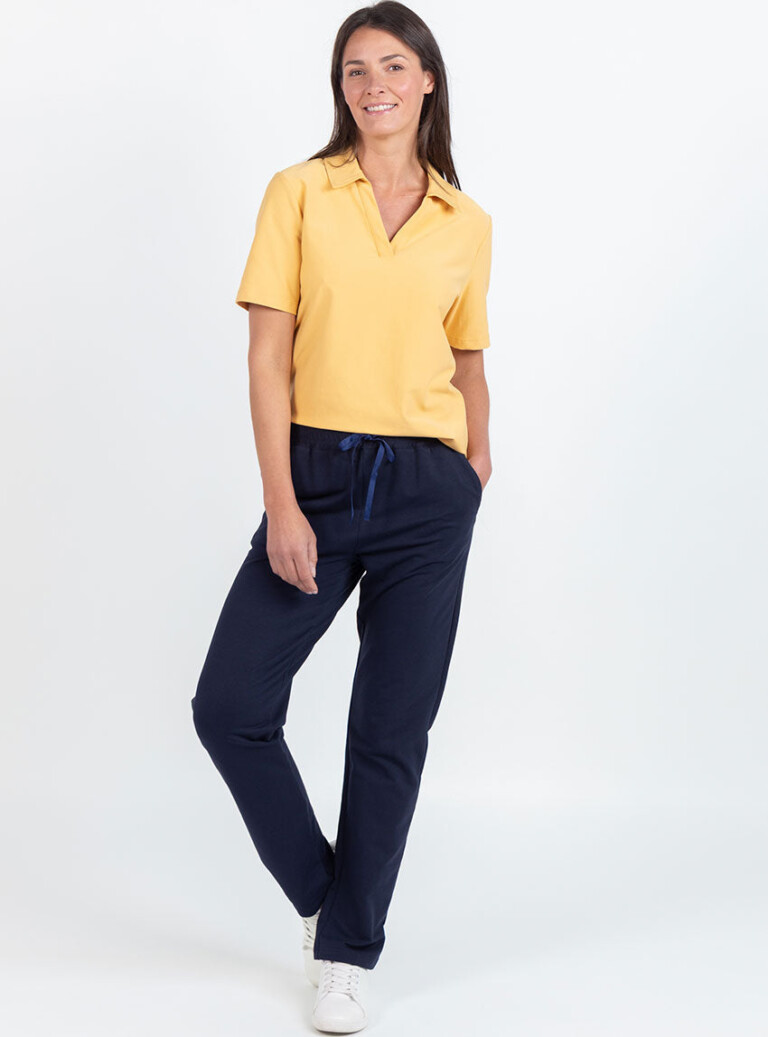Maison-solfin - Pantalon femme molleton coton bleu marine – 52