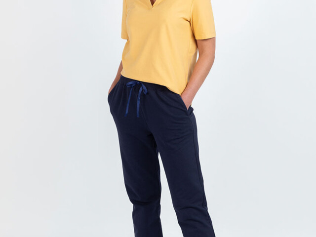 7276 MAR 3 pantalon femme coton bleu marine Maison-solfin - Pantalon femme molleton coton bleu marine – 52