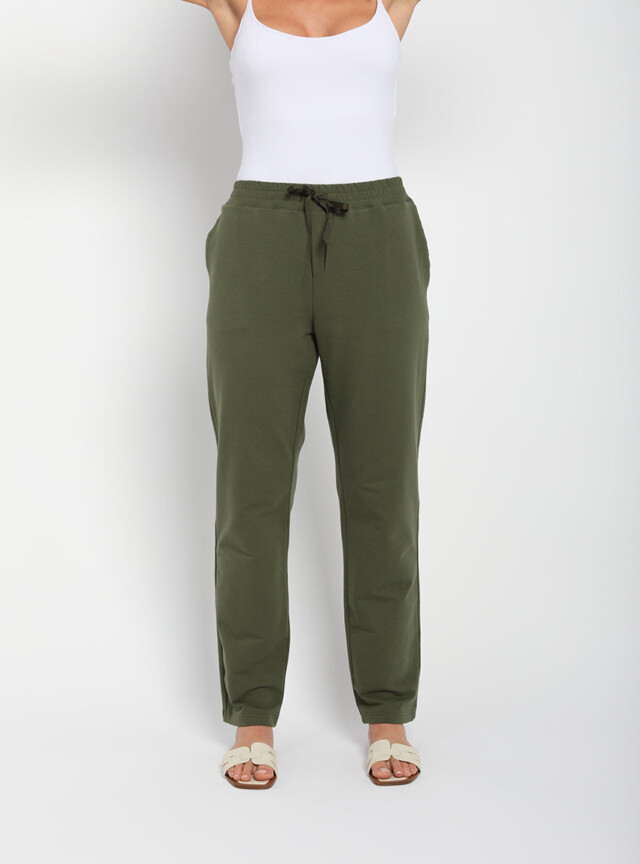 Maison-solfin - Pantalon femme coton molleton vert algue – 52