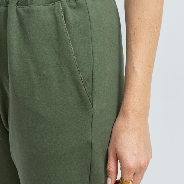 Maison-solfin - Pantalon femme coton molleton vert algue – 52
