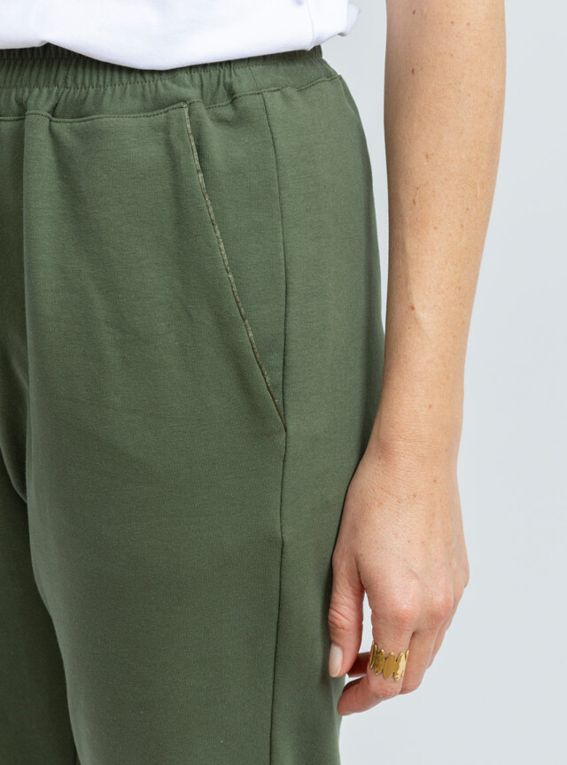 Maison-solfin - Pantalon femme coton molleton vert algue – 52