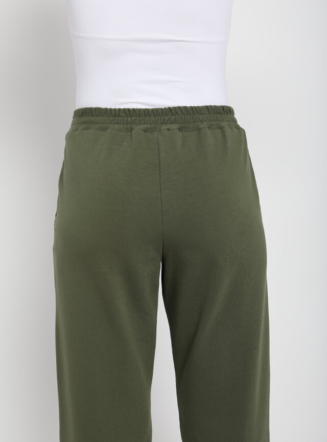 Maison-solfin - Pantalon femme coton molleton vert algue – 52