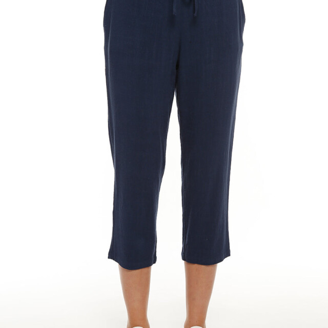 Maison-solfin - Pantacourt fluide femme en lin bleu marine – 52