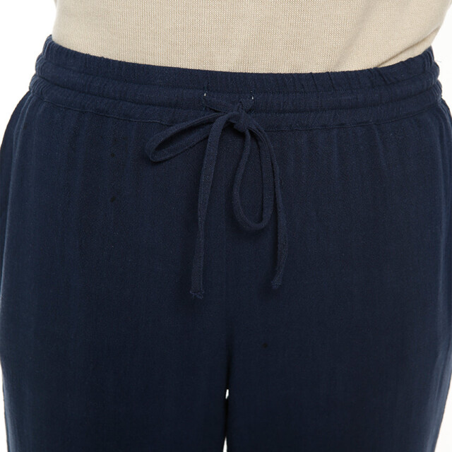 Maison-solfin - Pantacourt fluide femme en lin bleu marine – 52