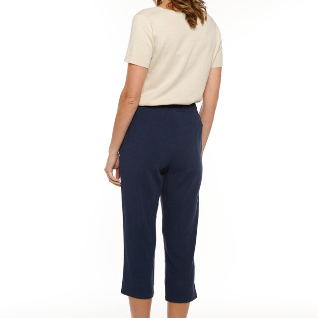 Maison-solfin - Pantacourt fluide femme en lin bleu marine – 52