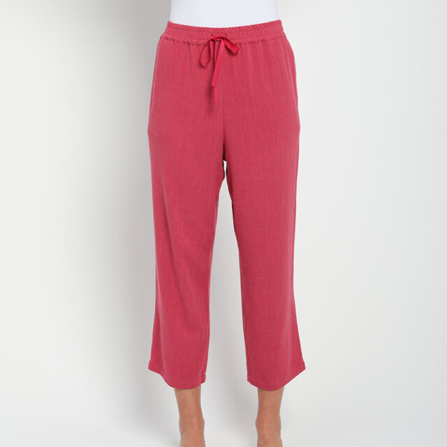 Maison-solfin - Pantacourt fluide femme en lin rose magenta – 50