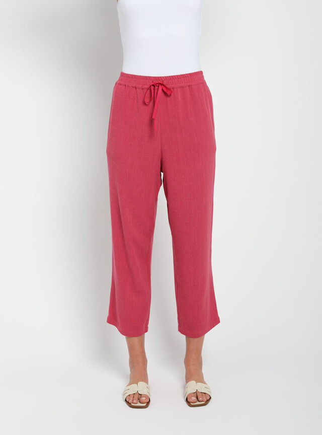 Maison-solfin - Pantacourt fluide femme en lin rose magenta – 50