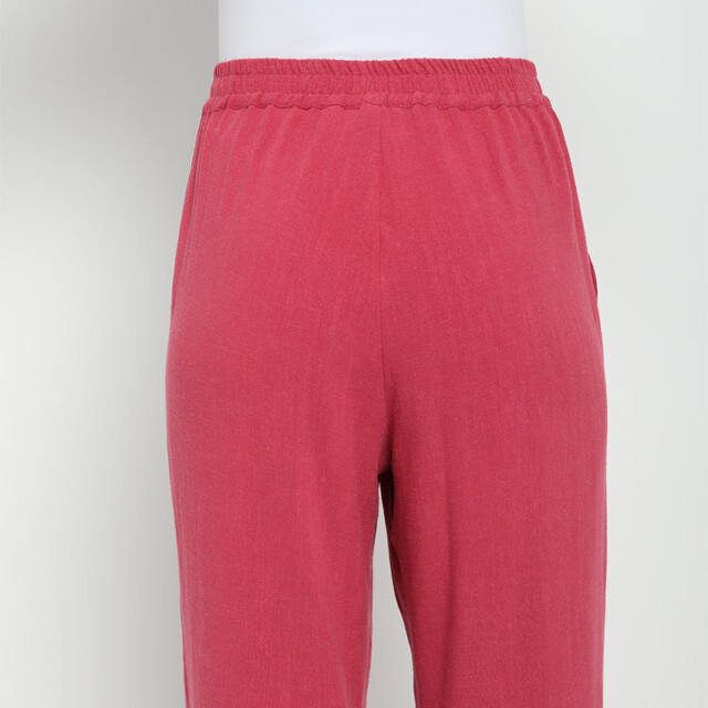Maison-solfin - Pantacourt fluide femme en lin rose magenta – 50