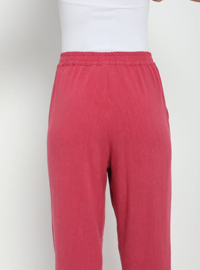 Maison-solfin - Pantacourt fluide femme en lin rose magenta – 50