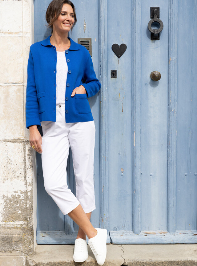 Pantacourt chino femme en coton blanc par la marque MAISON SOLFIN MAISON SOLFIN - Pantacourt chino femme en coton blanc