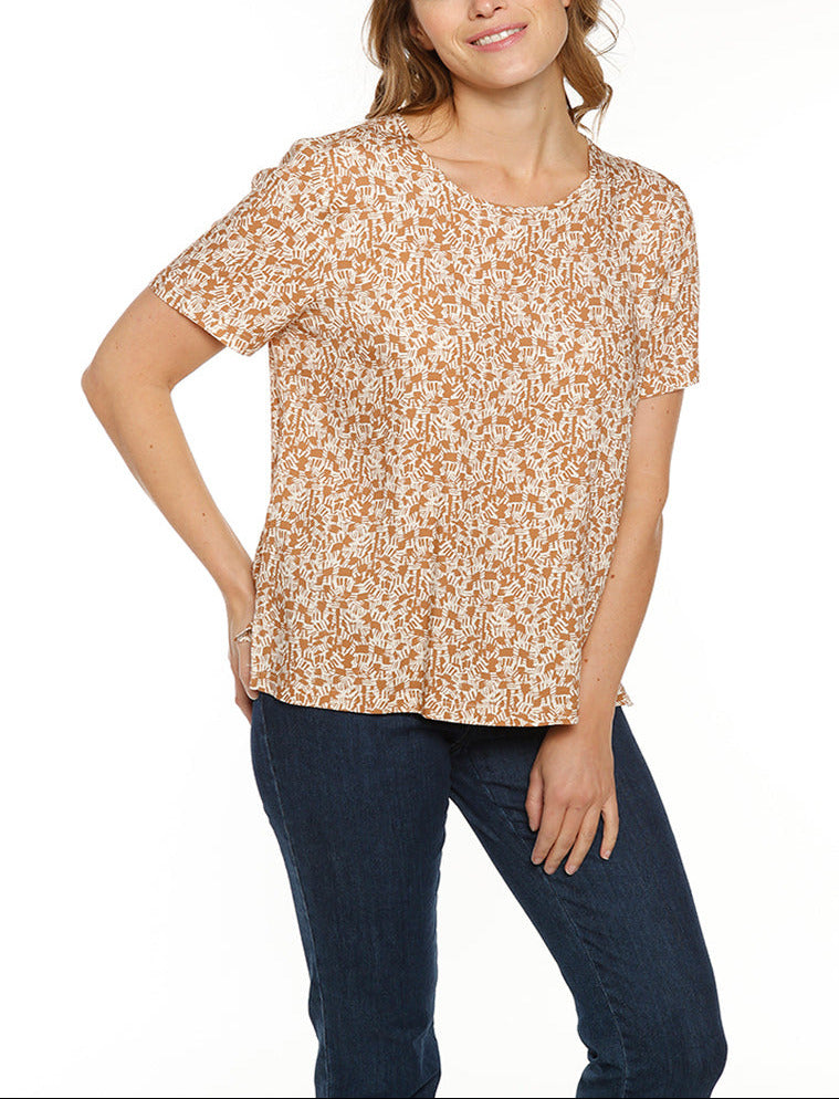 7283 CAM 1 blouse femme viscose beige camel Maison Solfin - Blouse femme en viscose beige camel – 52