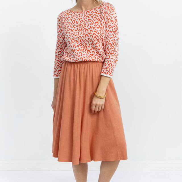 Maison-solfin - Jupe à panneaux femme orange terracotta – 50