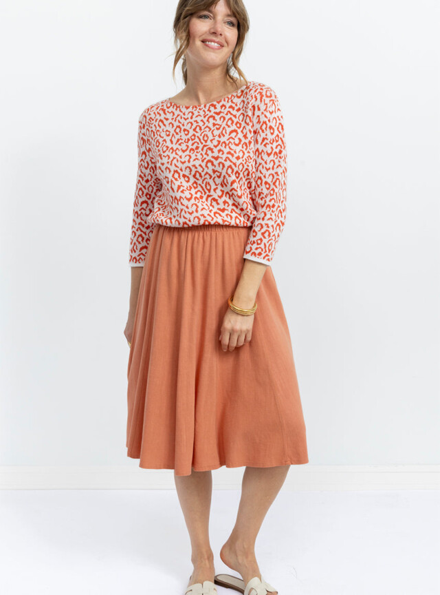 Maison-solfin - Jupe à panneaux femme orange terracotta – 50