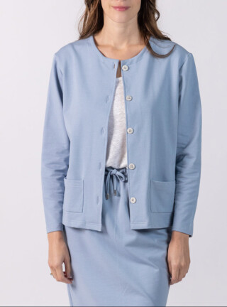 MAISON SOLFIN - Veste femme en molleton coton bleu clair