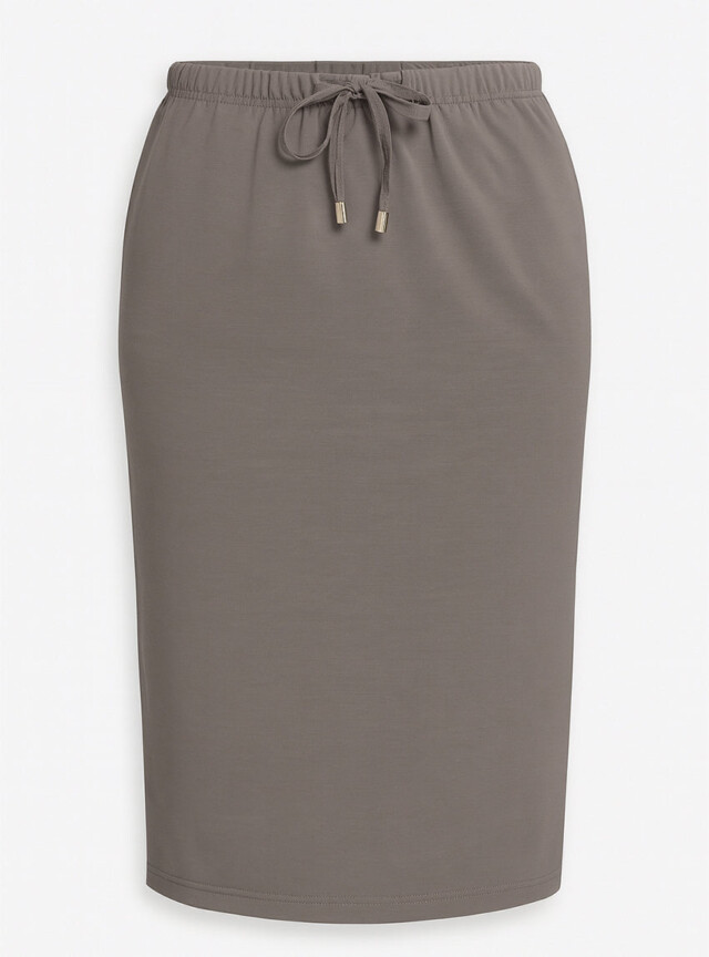Maison Solfin - Jupe midi gris taupe en coton – 52