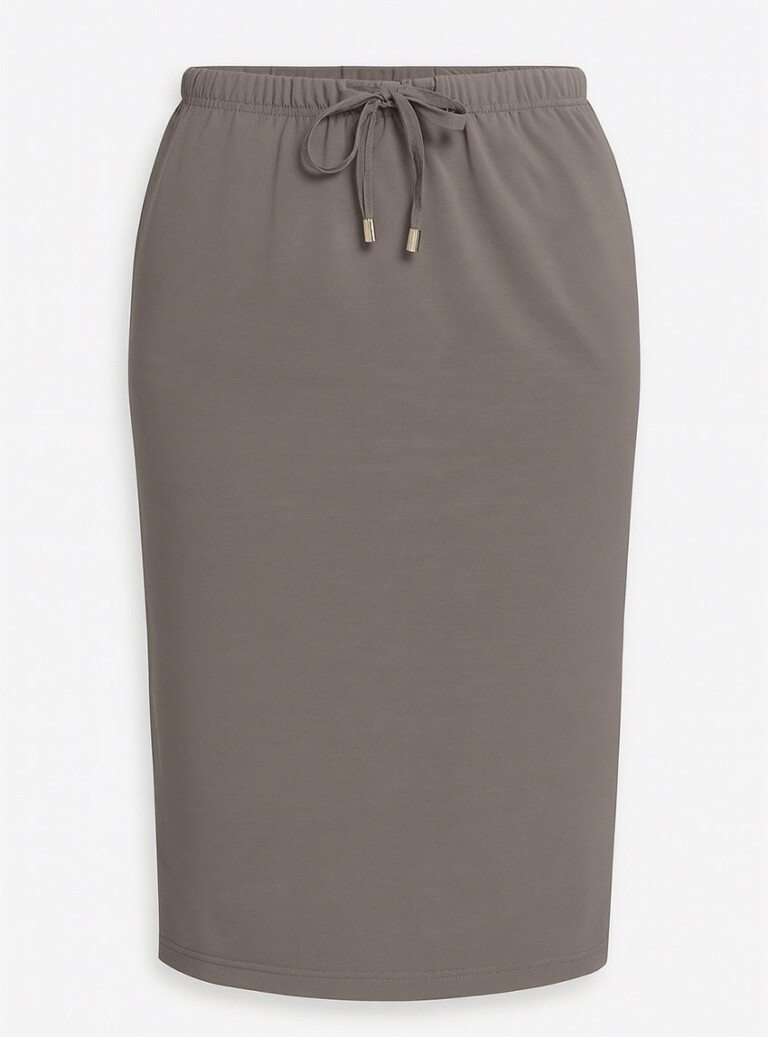 Maison Solfin - Jupe midi gris taupe en coton – 52
