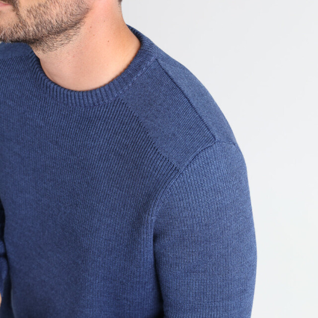 Maison Solfin - Pull homme col rond en laine bleu marine – 6