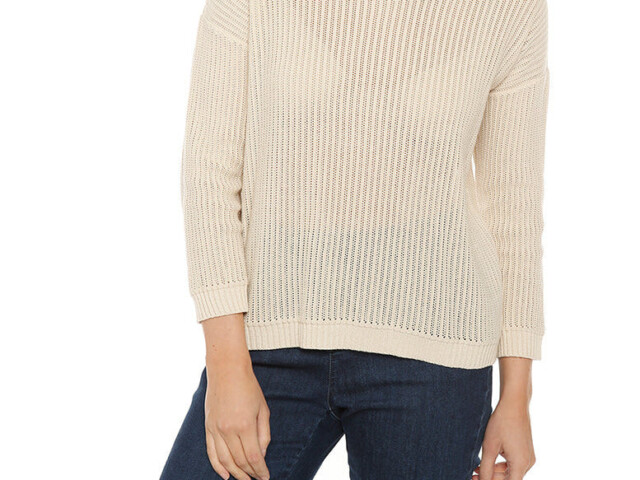 Maison-solfin - Pull femme coton ajouré beige lin – 48