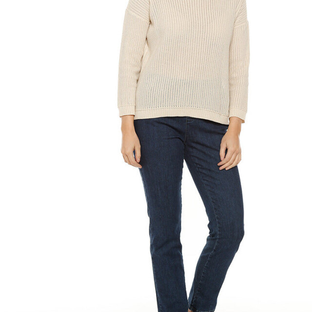 Maison-solfin - Pull femme coton ajouré beige lin – 48