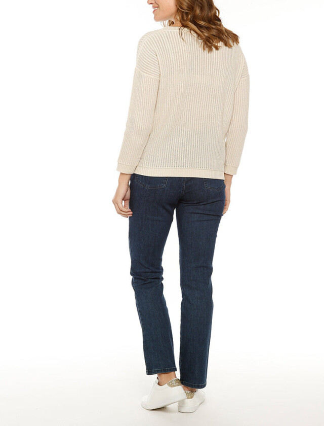 Maison-solfin - Pull femme coton ajouré beige lin – 48