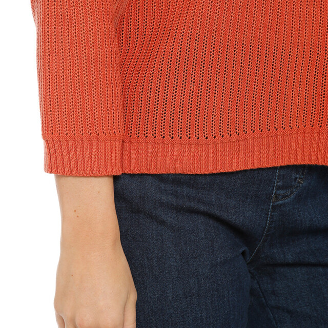Maison-solfin - Pull femme coton ajouré orange ocre – 50