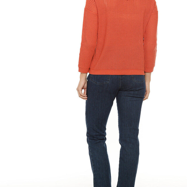 Maison-solfin - Pull femme coton ajouré orange ocre – 50