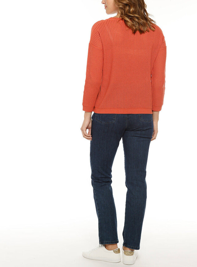 Maison-solfin - Pull femme coton ajouré orange ocre – 50