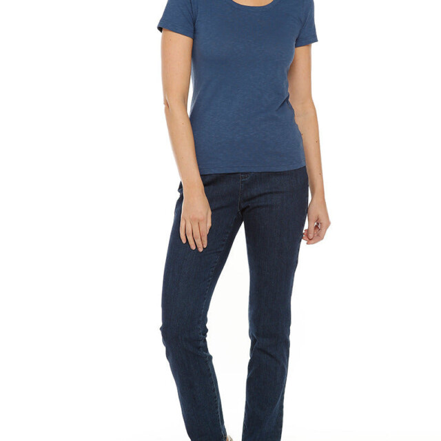 Maison-solfin - Tee-shirt femme uni bleu orage en coton – 36