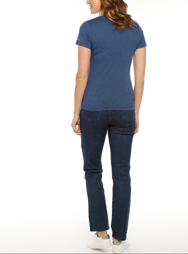 Maison-solfin - Tee-shirt femme uni bleu orage en coton – 36