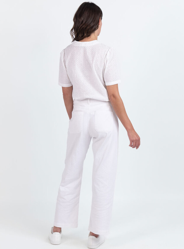 Maison Solfin - Chemisier femme brodé en coton blanc naturel – 48