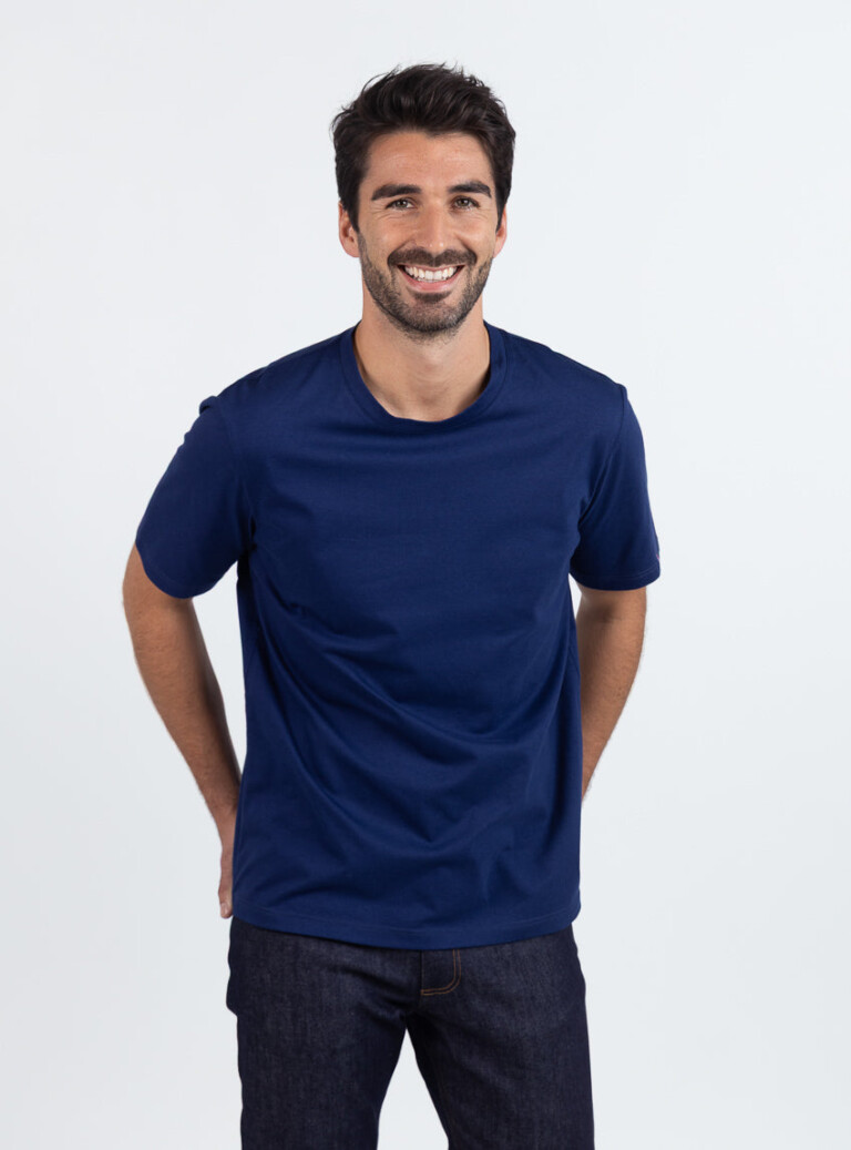 7318 bleu marine 4 Maison-solfin - Tee-shirt homme en coton bio bleu marine – 5