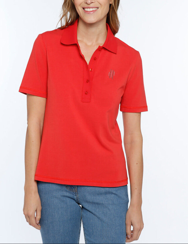 Polo femme en coton rouge par la marque MAISON SOLFIN MAISON SOLFIN - Polo femme en coton rouge