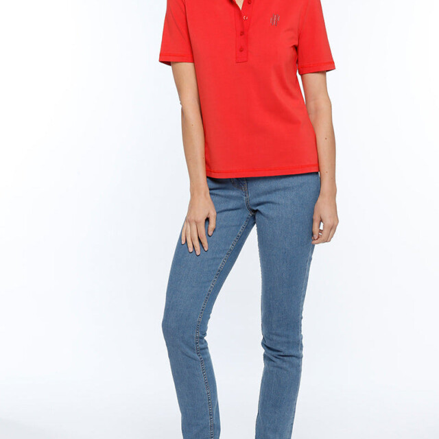 Maison-solfin - Polo femme en coton rouge – 46