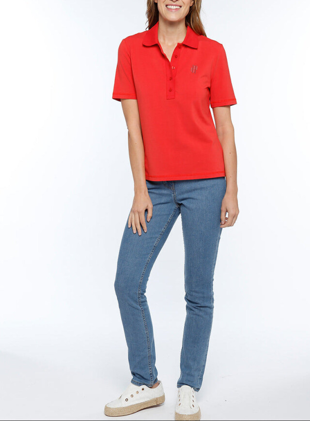 Maison-solfin - Polo femme en coton rouge – 46