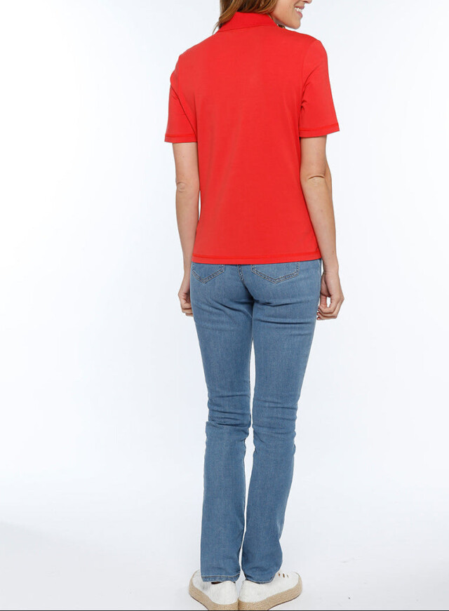 Maison-solfin - Polo femme en coton rouge – 46