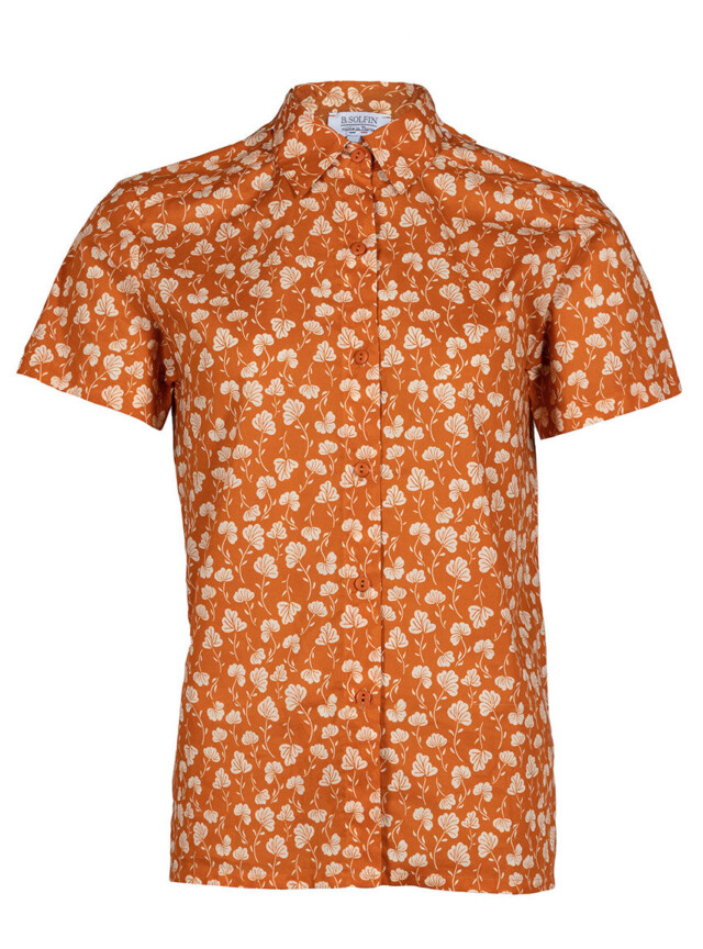 Maison Solfin - Chemisier en coton rayé imprimé orange ocre – 48