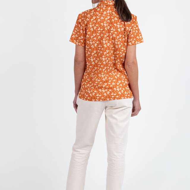 Maison Solfin - Chemisier en coton rayé imprimé orange ocre – 48
