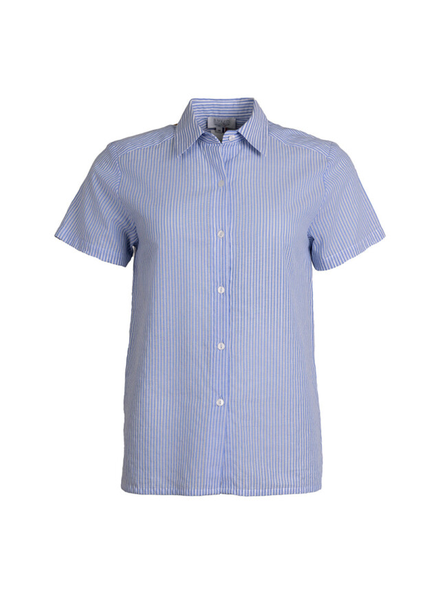 Maison-solfin - Chemisier en coton rayé bleu jean – 50