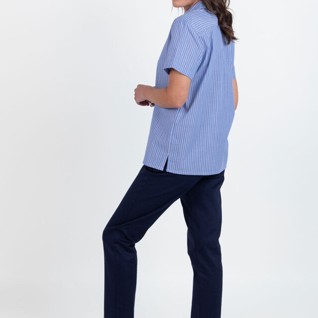 Maison-solfin - Chemisier en coton rayé bleu jean – 50