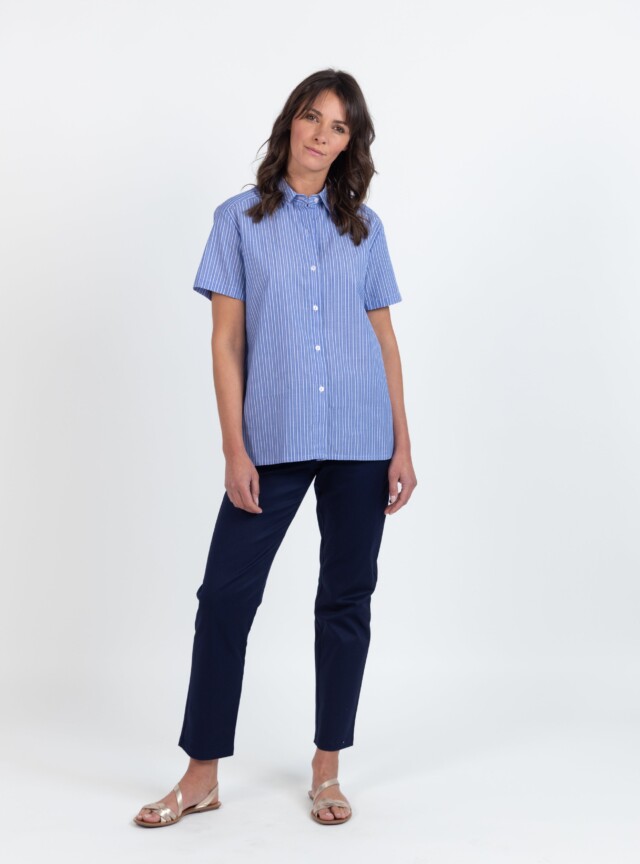 Maison-solfin - Pantalon chino femme en coton bleu marine – 52