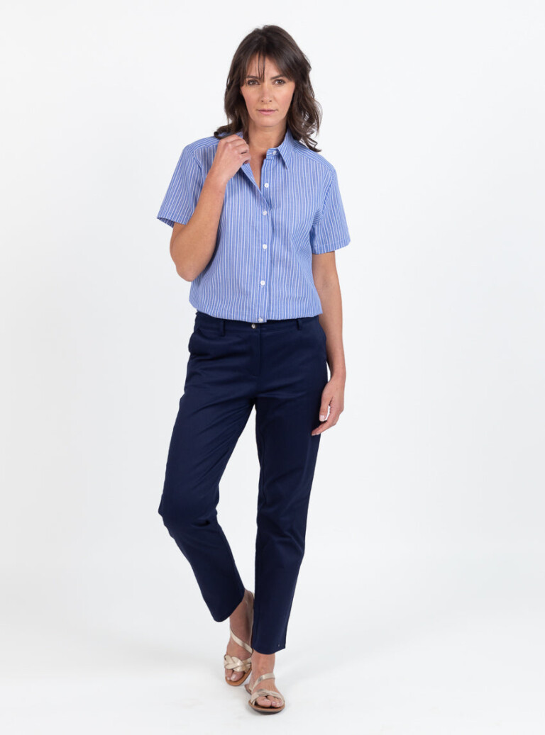Maison-solfin - Pantalon chino femme en coton bleu marine – 52