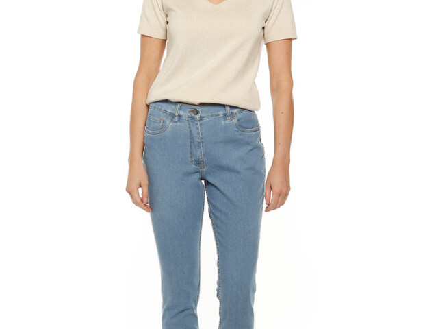 Maison-solfin - Jean femme coupe droite bleu clair – 50