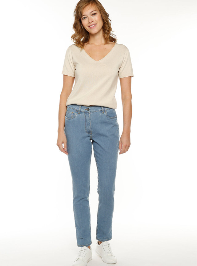 Jean femme coupe droite bleu clair par la marque MAISON SOLFIN MAISON SOLFIN - Jean femme coupe droite bleu clair