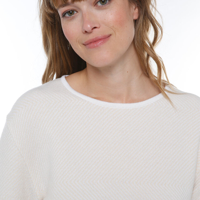Maison Solfin - Pull femme laine maille chevrons beige – 50